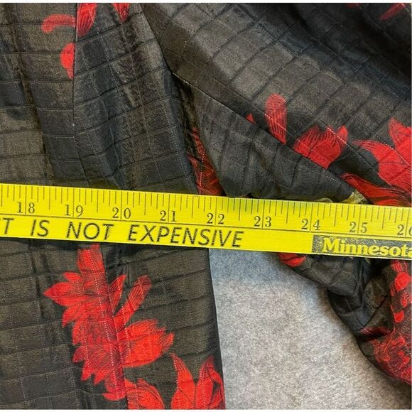 NEXX Women’s Jacket XL Black Red Floral Silk Linen Blend Open Front Quilted - Picture 6 of 11